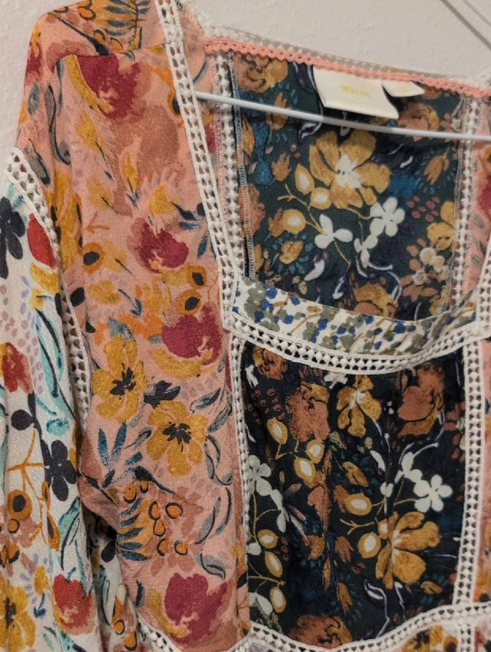 Anthropologie Maeve Nikki Peasant Top Size XS Floral Patchwork Cottagecore Boho - Picture 2 of 5